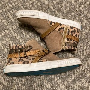 Blowfish Malibu Leopard Print Distressed Sneakers